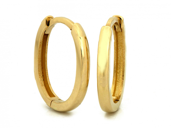 Złote kolczyki koła małe owalne zapięcie angielskie