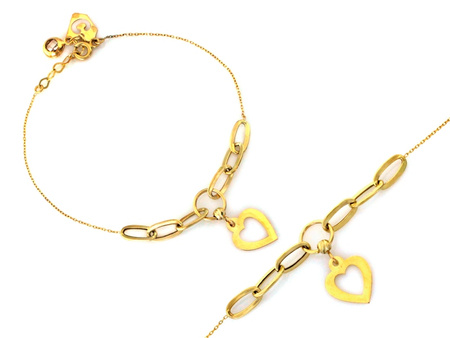 Bransoletka złota modna z wiszącym sercem