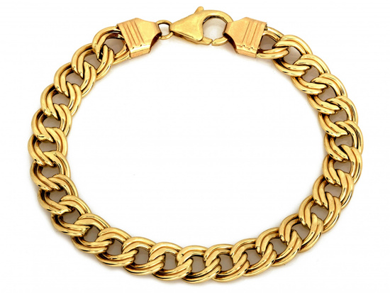 Złota bransoletka z dużych podwójnych ogniw