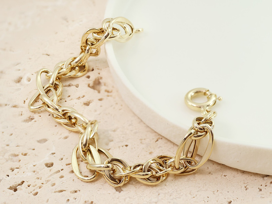 Bransoletka złota z dużych ogniw przeplatanych