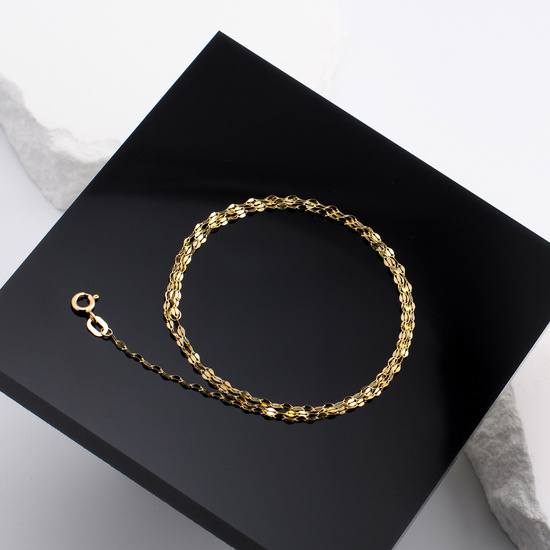 Złoty łańcuszek, naszyjnik 585 finezyjny, blaszkowy