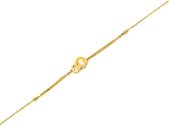 Bransoletka złota podwójna łańcuszkowa z sercami