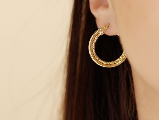 Kolczyki złote podwójne koła 25mm