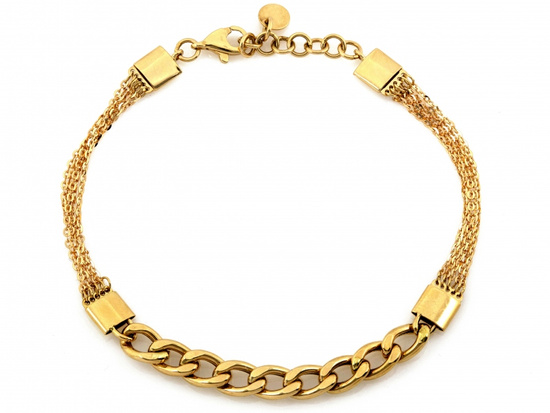 Bransoletka złota szeroka z łączonych łańcuszków elementowa