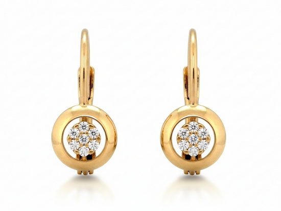 Złote kolczyki angielskie zapięcie z cyrkoniami