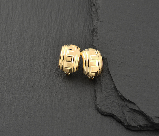 Złote kolczyki 585 diamentowane - greckie