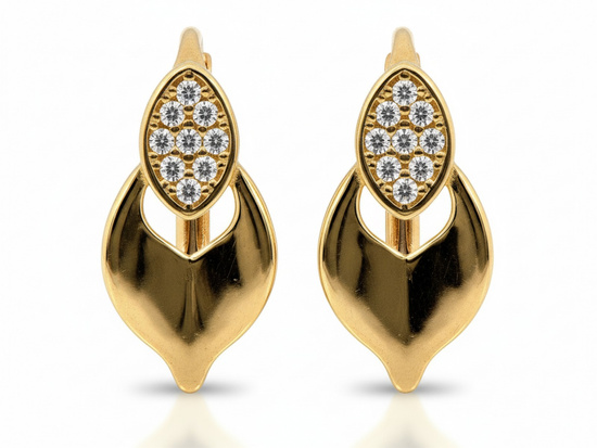 Kolczyki złote angielskie z cyrkoniami