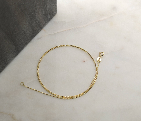 Złoty łańcuszek, naszyjnik 585 kulkowy diamentowany