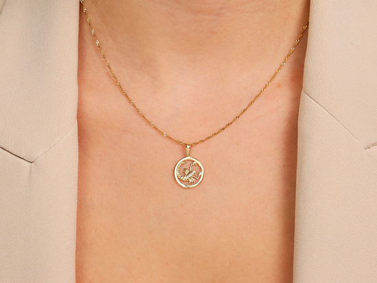 Zawieszka złota Skorpion okrągły zodiak