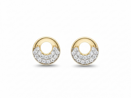 Złote kolczyki na sztyft z cyrkoniami