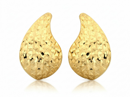 Kolczyki złote błyszczące zdobione krople zapięcie angielskie