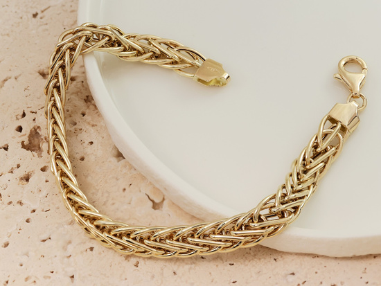 Złota bransoletka gruba przeplatana masywna