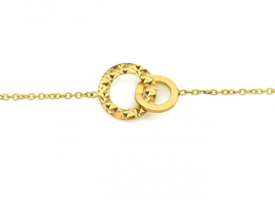 Bransoletka złota delikatna z obrączkami ringami