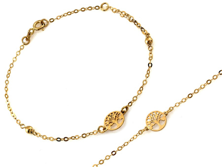 Bransoletka złota z kulkami i drzewkiem szczęścia