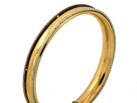 Kolczyki złote koła szerokie zdobione z białym złotem  20mm