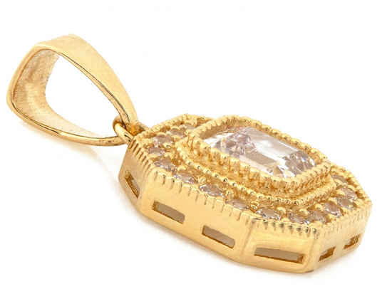 Złota zawieszka ośmiokątna z cyrkoniami