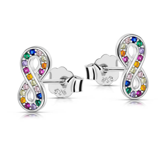 Srebrne kolczyki 925 z diamentowymi cyrkoniami - nieskończoność