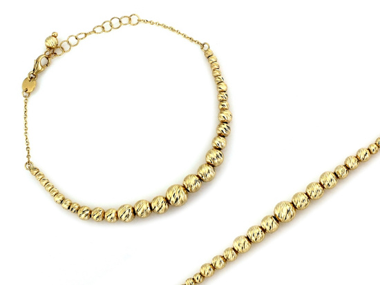 Bransoletka złota z frezowanych kulek