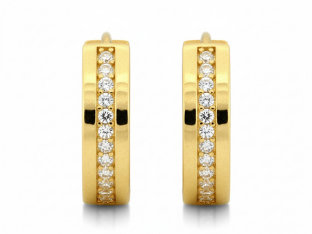 Złote kolczyki kółka z cyrkoniami 14mm