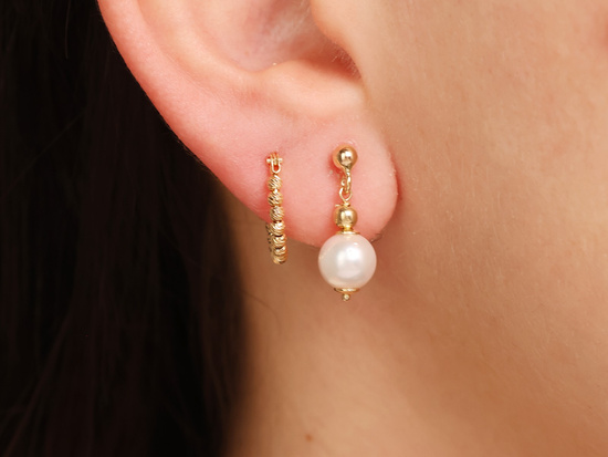 Kolczyki złote kółka z kulek 15mm