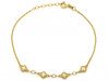 Bransoletka złota łańcuszkowa małe kwiatki z masą perłową