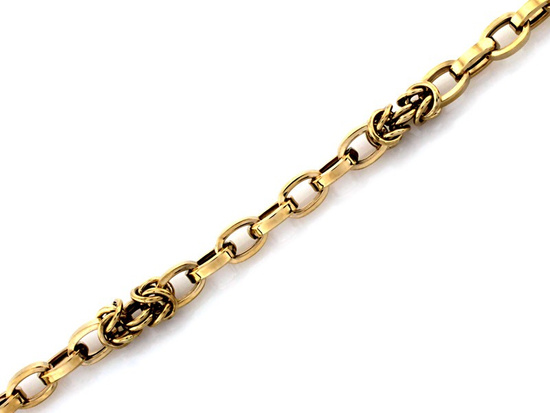 Bransoletka złota łańcuszkowa z dwóch różnych splotów