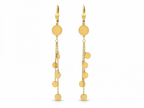 Kolczyki złote dwa długie łańcuszki z małymi kółeczkami