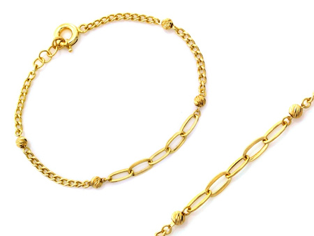 Bransoletka złota gruby łańcuszek frezowane kulki