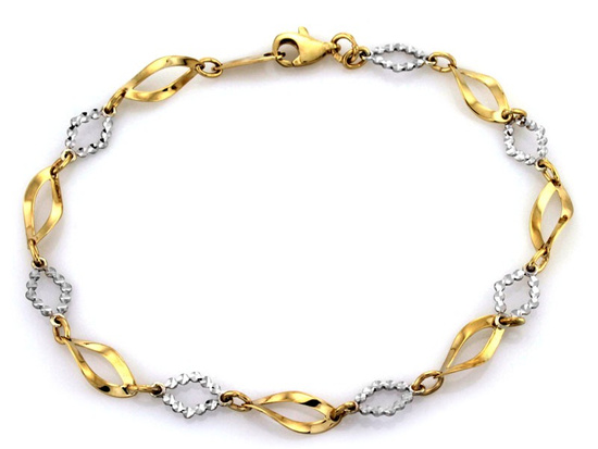 Bransoletka złota z dwukolorowych elementów
