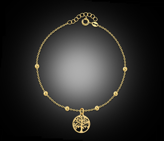 Złota bransoletka 925 drzewko szczęścia z kuleczkami - 17 - 20 cm