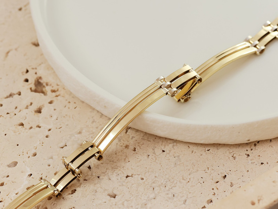 Bransoletka złota dla mężczyzny ze sztywnych elementów