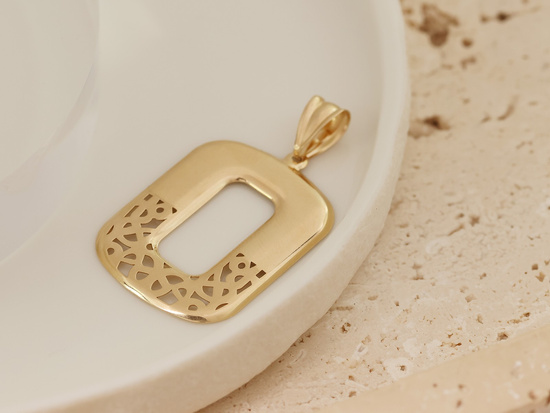 Duża złota zawieszka prostokątna satynowana