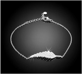 Bransoletka srebrna 925 z diamentowymi cyrkoniami - listek