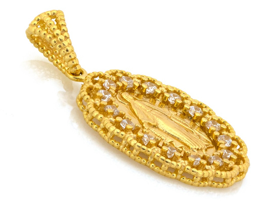 Złoty medalik Niepokalana w oprawie z cyrkonii