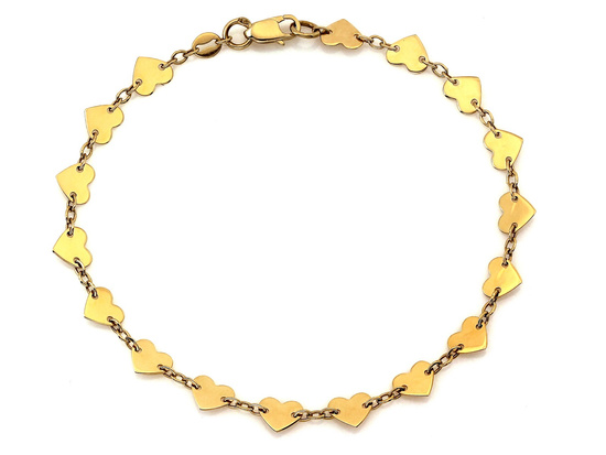 Złota bransoletka z małych serc