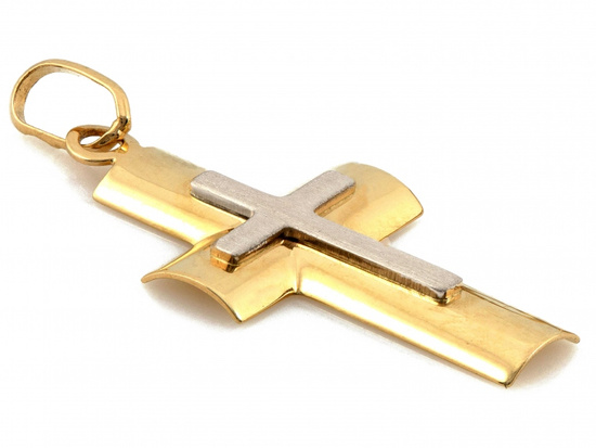 Krzyżyk złoty bez wizerunku z satyną