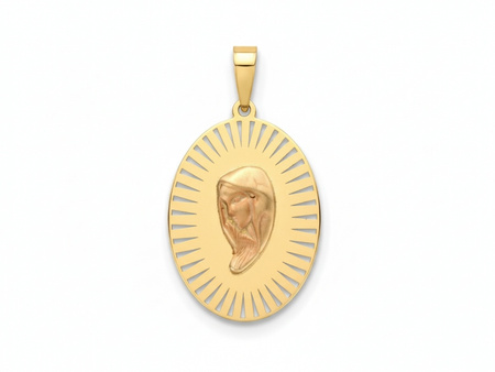 Złota owalna zawieszka medalik Matka Boska
