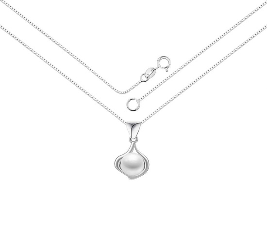 Zestaw srebrny 925 naszyjnik i kolczyki z perłami