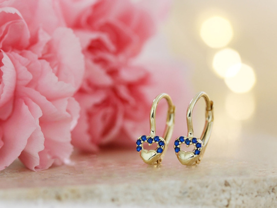 Kolczyki złote dla dziewczynki z serduszkiem na prezent