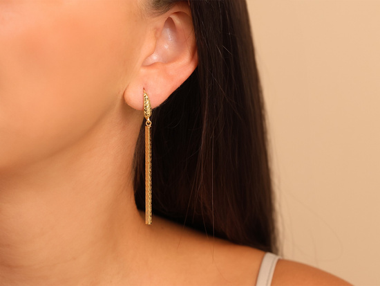 Kolczyki złote długie sztywne angielskie