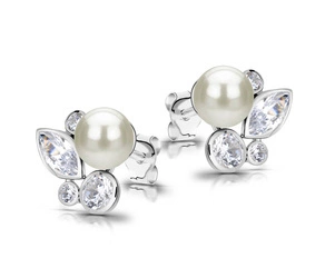 Srebrne kolczyki 925 z perłami i diamentowymi cyrkoniami