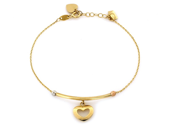 Złota bransoletka z sercem oryginalna