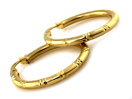 Kolczyki złote koła dmuchane 26mm