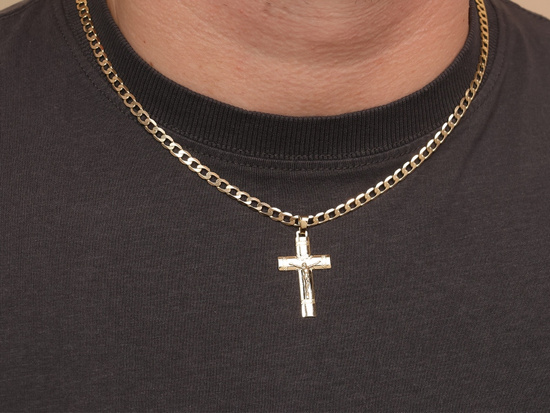 Złoty krzyżyk wisiorek zawieszka z wizerunkiem Jezusa