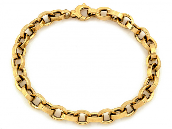 Bransoletka złota gruby splot duże ogniwa rolo