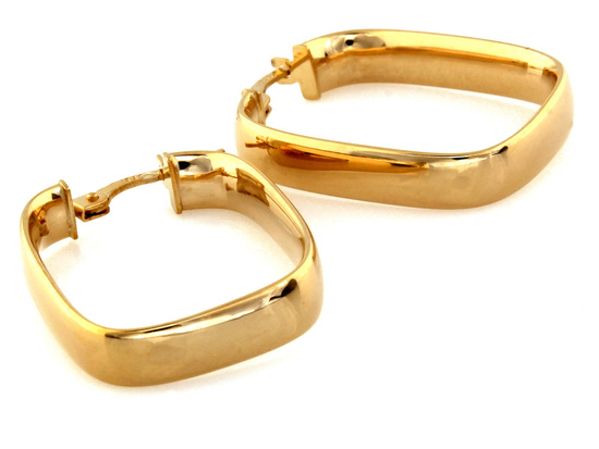 Kolczyki złote sztywne modne kwadraty