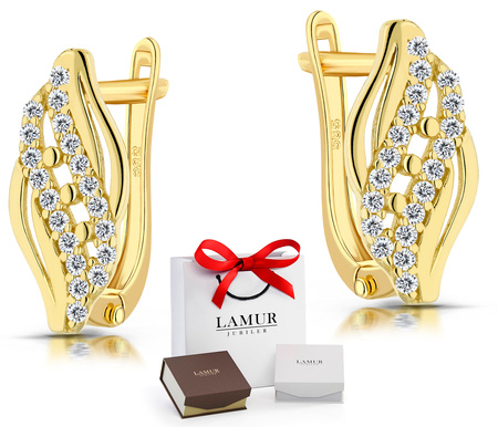 Złote kolczyki 585 z cyrkoniami - klasyczne