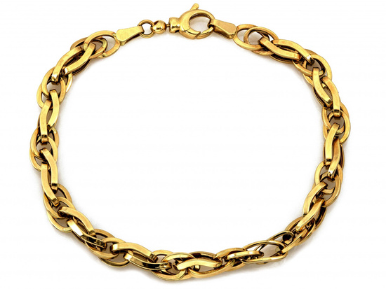 Złota bransoletka z przeplatanych ogniw