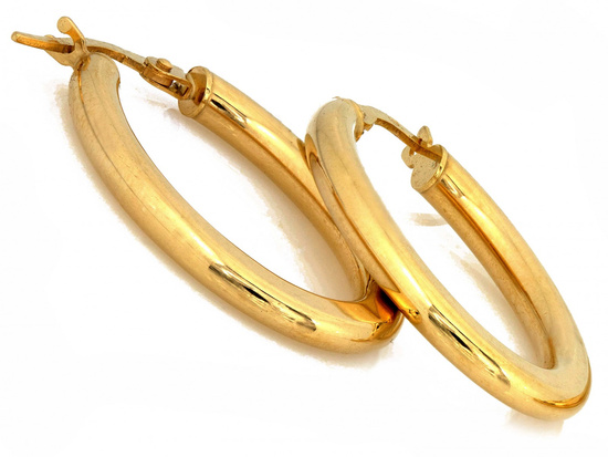 Kolczyki złote owalne błyszczące angielskie