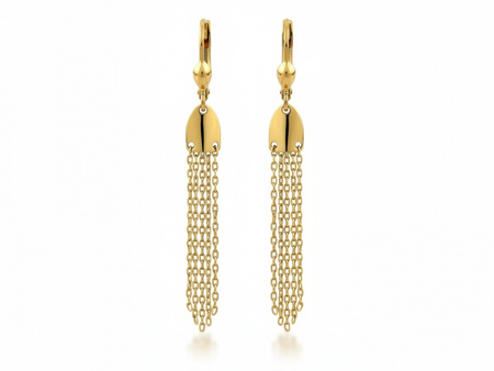 Kolczyki złote z wiszącymi łańcuszkami